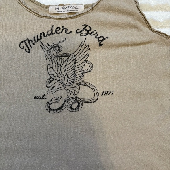 We The Free Free People Graphic Tank Top Tan Womens Size Medium - Picture 6 of 8